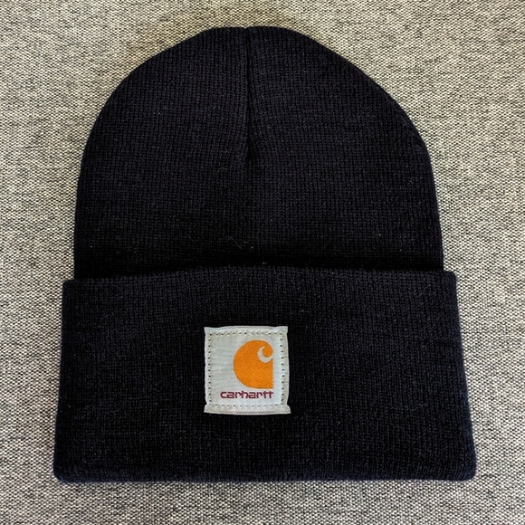 🆕 Carhartt Navy Blue Knit Cuffed Beanie Hat - Picture 2 of 12